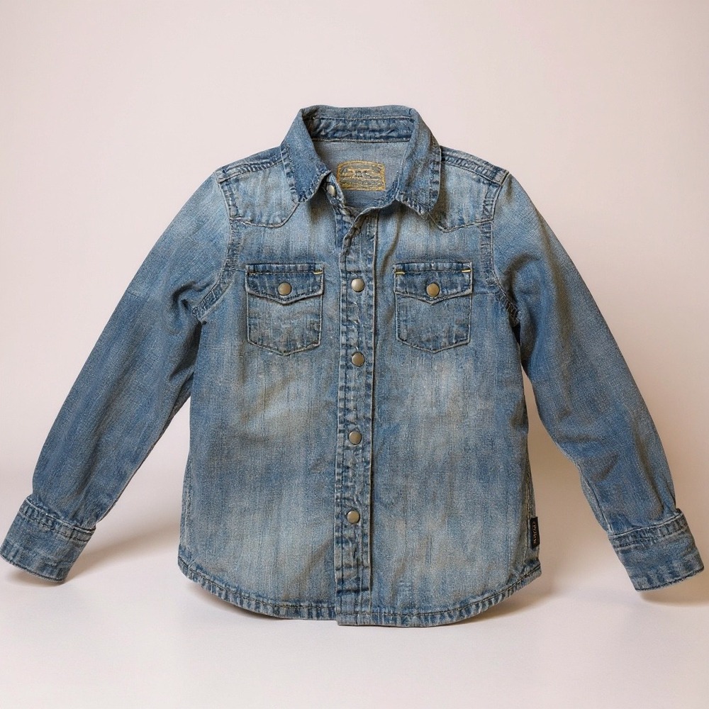 Polo Ralph Lauren‎ Kids Denim Western Shirt Size 5 Light Wash Casual